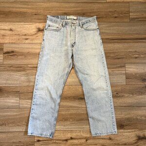 Men's Levis 505 Regular Fit Denim Jeans 34x30 Blue Destroyed Distressed Cotton